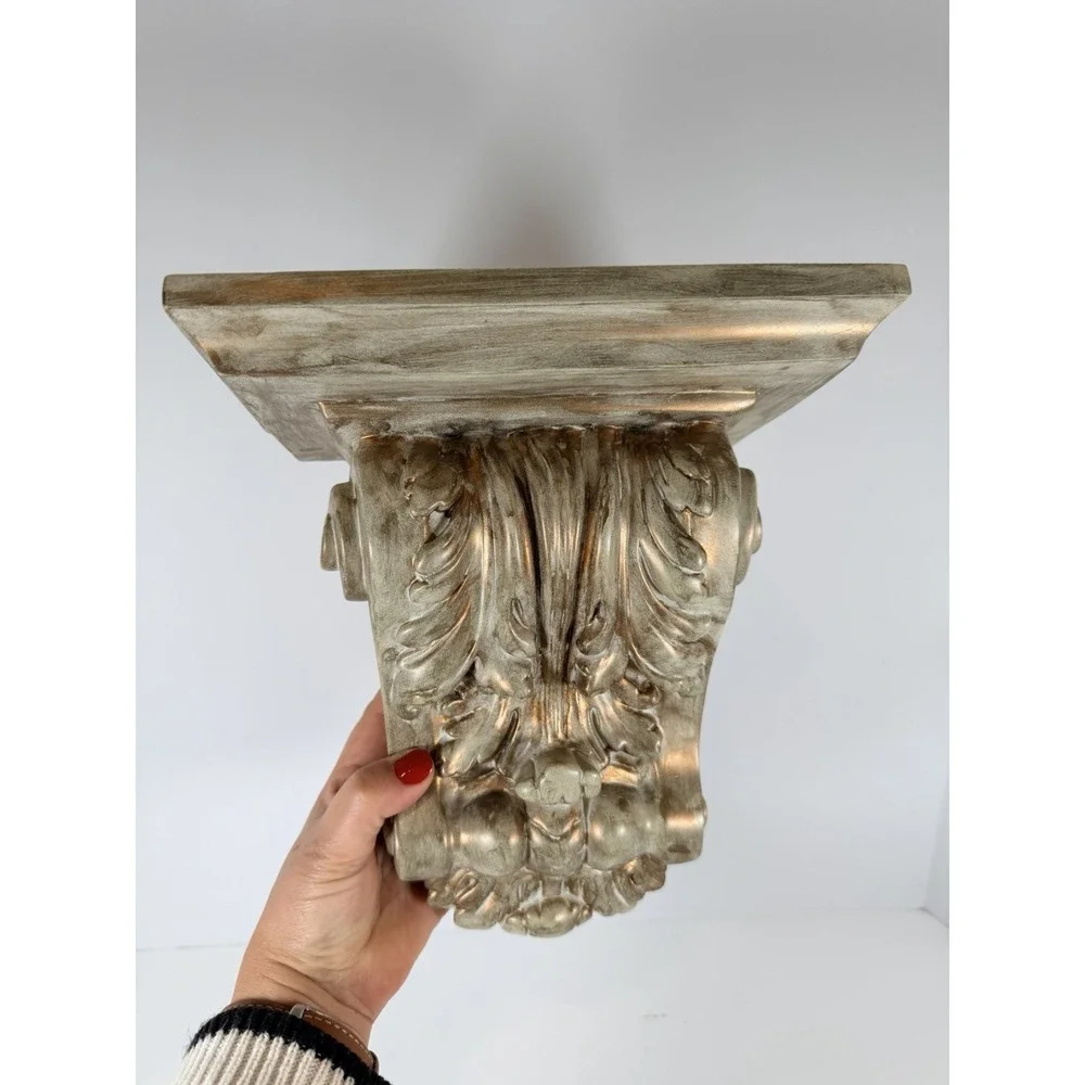 Vintage Midcentury Hollywood Regency Gold‎ Tone Wall Bracket Corbel Shelf 9-1/4